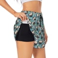 thumbnail image 1 of Balery PUG HEAD And Flower Pantalones cortos deportivos para mujer con forro y dos bolsillos, elásticos, para entrenamiento, gimnasio, yoga-Large, 1 of 7