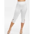 thumbnail image 4 of Rosegal for Women Metal Ring Cut Out Capri Plus Size Leggings White 4XL, 4 of 6