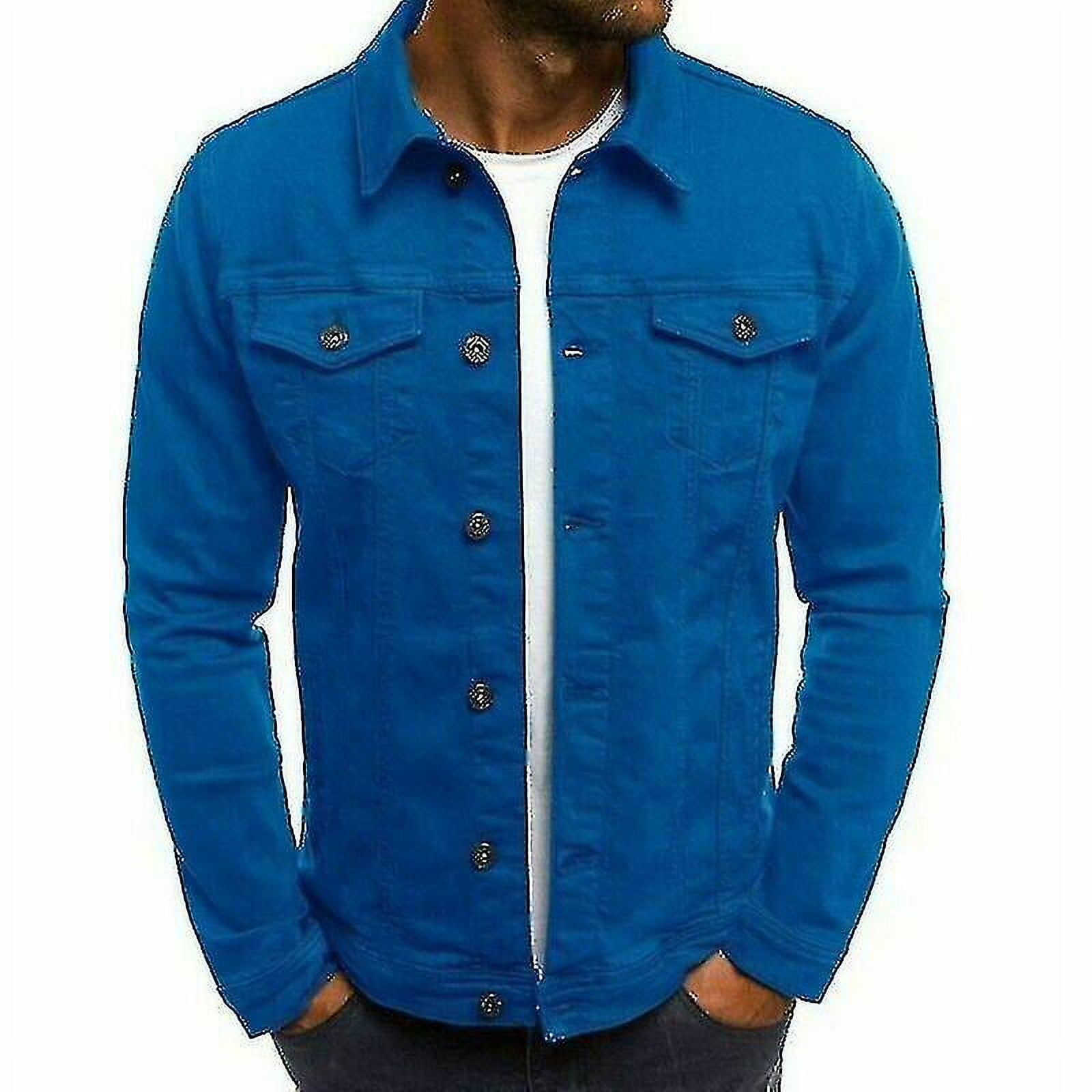 Mens Short Slim Fit Denim Jeans Jacket 3XL Blue