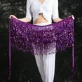 thumbnail image 4 of Lovskoo Women's Sequin Fringe Hip Skirts Fashion Belly Dance Waist Belt Hip Scarf Lace-Up Skirt Purple, 4 of 5