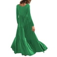 thumbnail image 4 of Franhais Women  Plus Size Loose Long Dress Solid Color Round Neck Long Sleeve Asymmetric Swing Dress, 4 of 5