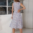 thumbnail image 6 of Womens Summer Casual Sleeveless Crewneck Swing Sundress Long Beach Dresses Floral Sexy Cutout Flowy Swing Midi Dress, 6 of 6