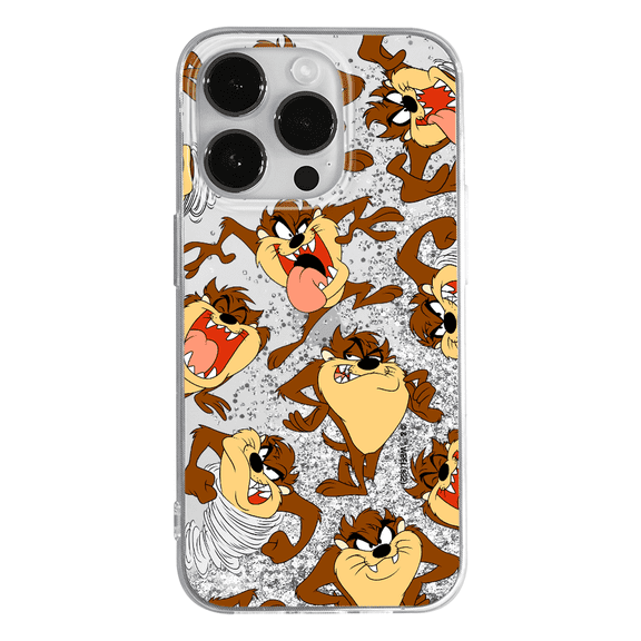 Mobile phone case with glitter overflow effect for Apple IPHONE 13 PRO original and officially Licensed Looney Tunes pattern Tasmanian Devil 005 optimally adapted to the shape of the mobile phone