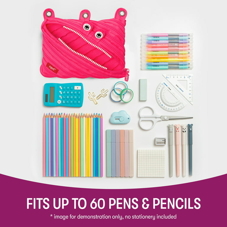 U Style Fuzzy Zipper Pencil Case 3 Ring Binder Pouch - Unicorn or Panda