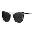 thumbnail image 2 of Womens Jewel Futuristic Metal Rim Flat Panel Lens Butterfly Sunglasses Gold Orange Tort, 2 of 4