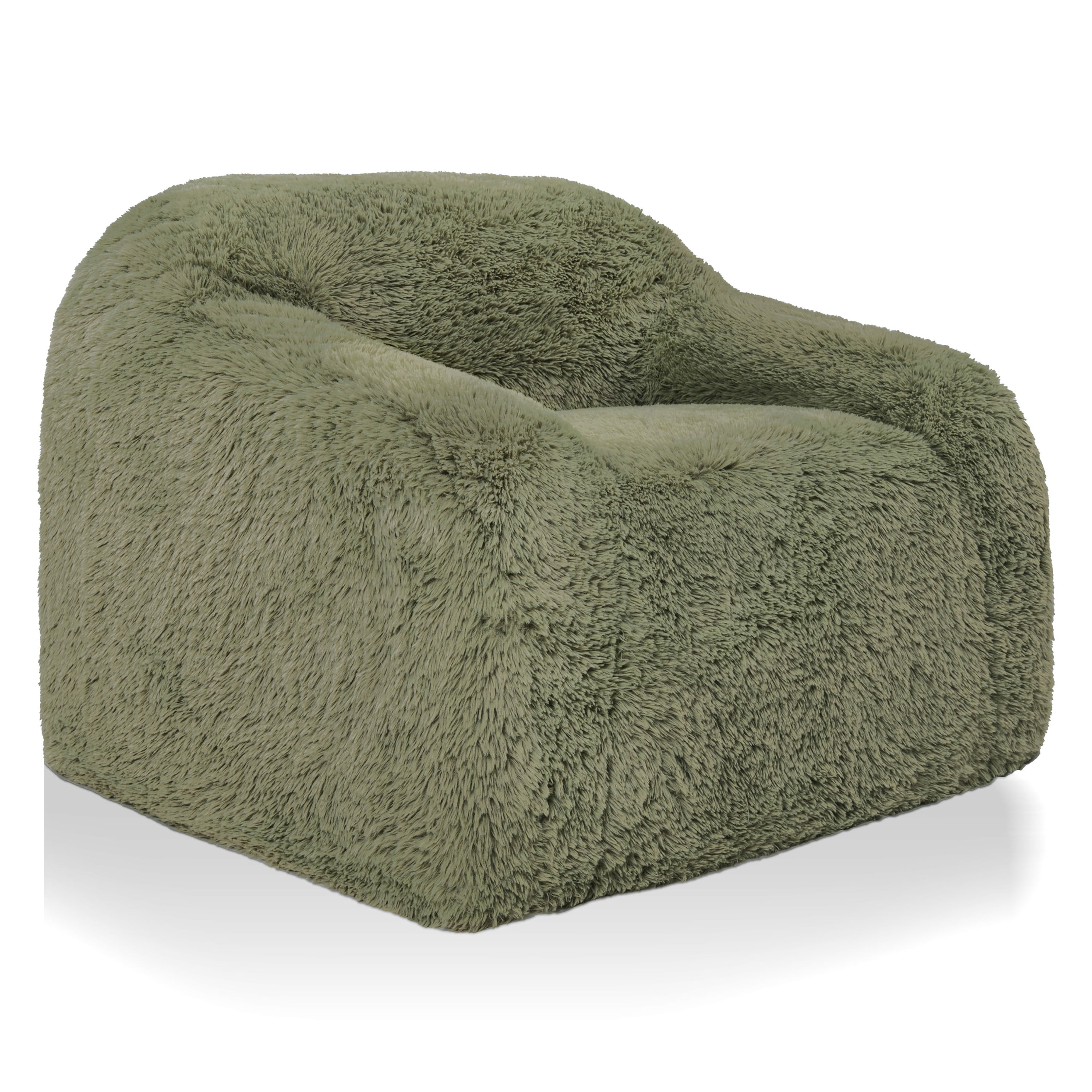 Furniture of America Pommy Modern Faux Fur Compressed Arm Chair, Sage Green