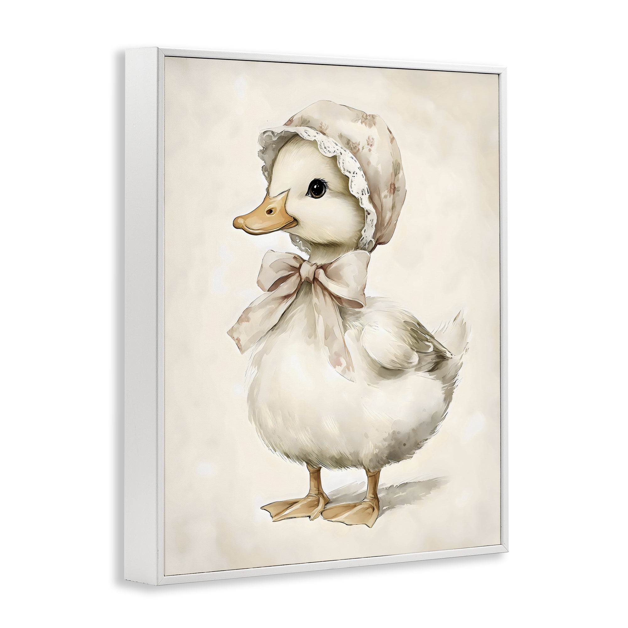 Stupell Industries Duck Wearing Bonnet White Framed Giclee Art, design by Arlington Prints