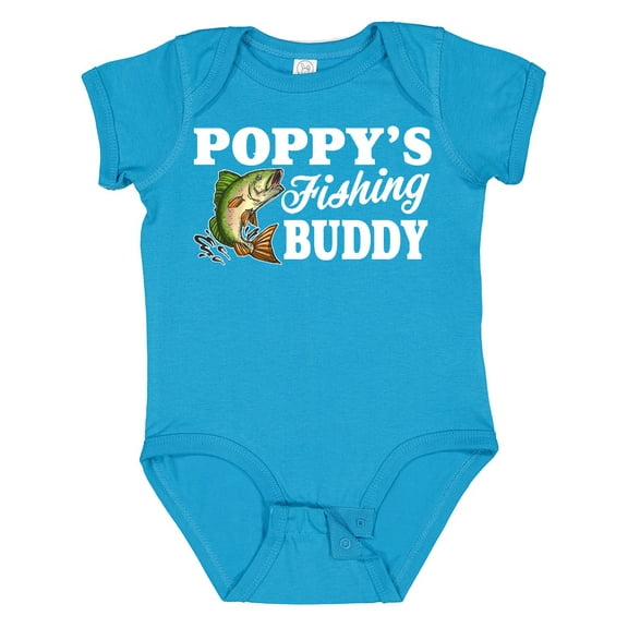 Inktastic Poppy's Fishing Buddy with White Text Boys Baby Bodysuit