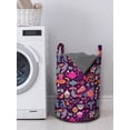 thumbnail image 3 of Tea Party Laundry Bag, Vibrant Colored Abstract Expression of Tea Party Cupcakes Sugar Teacups and Pots, Basket with Handles Drawstring Closure for Laundromats, 13" x 19", Multicolor, by Ambesonne, 3 of 4