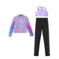 thumbnail image 4 of Miaeowve Kid Girls Figure Ice Skating Training Suit Long Sleeve Zipper Jacket Crop Top and Skating Purple 12, 4 of 6