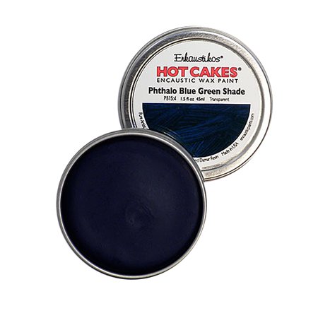 UPC: 0813043011328 | Enkaustikos Hot Cake Encaustic Wax Paint  1.5 oz. Tin  Pthalo Blue Green Shade
