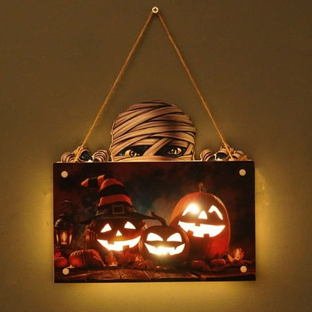 

Wooden Halloween LED Night Light House Number Pumpkin Halloween Doorplate