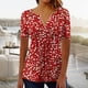 thumbnail image 1 of TaTaai Women's V-Neck Printed Top, Soft Cotton, Relaxed Fit Short Sleeve, Button Accent Ruching, Pullover Style, Casual Daily Wear Spring Summer Multi-Color Options Gift, 1 of 5