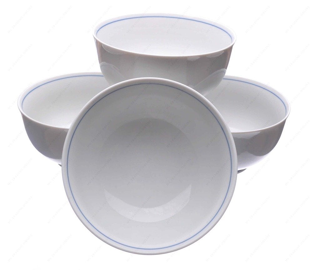 Set of 6 Ceramic Soup Cereal Jelly Pudding Bowls 12 cm Porcelain