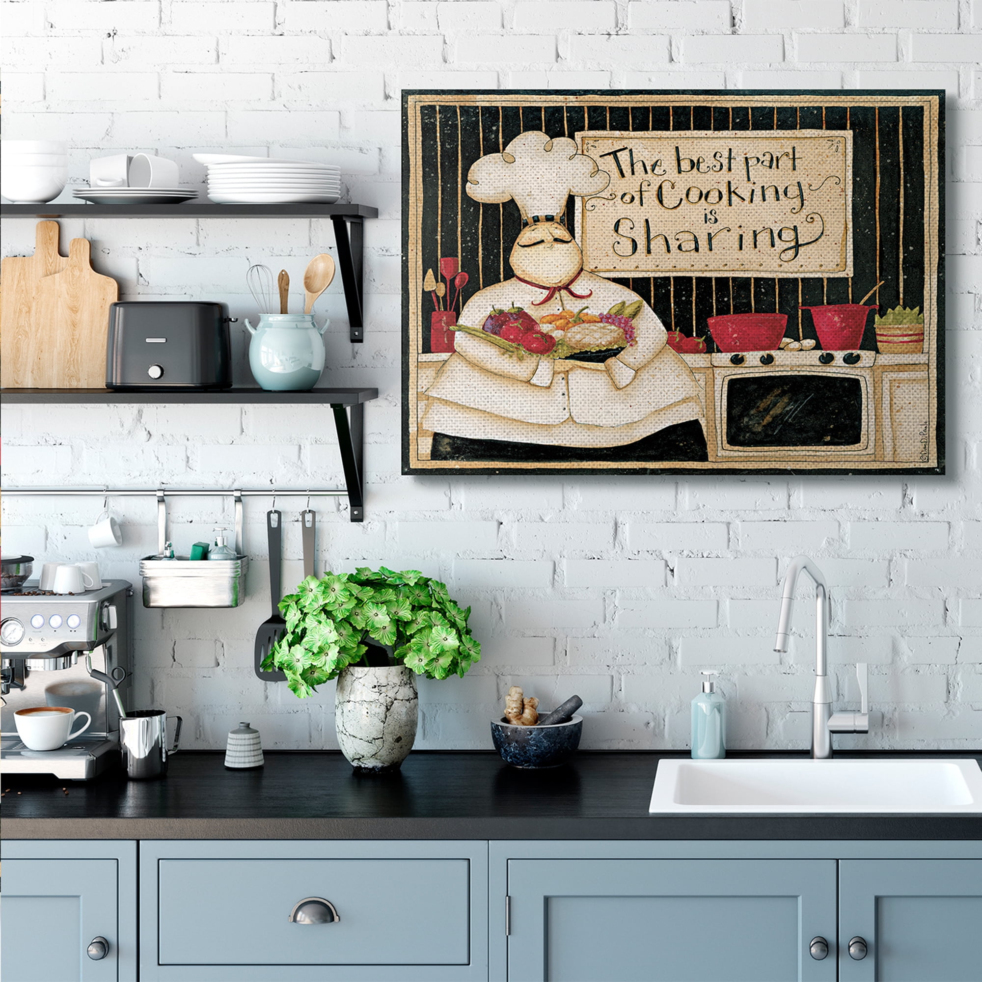 Stupell Industries Cooking Is Sharing Phrase Vintage Hefty Kitchen Chef Canvas Wall Art by Dan DiPaolo