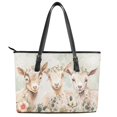 thumbnail image 2 of ZUXONGSY Goat Flower Print Handbag for Women Practicality Laptop Tote Bag PU Leather Satchel Handbags with Handle for Daily Use Work, 2 of 6