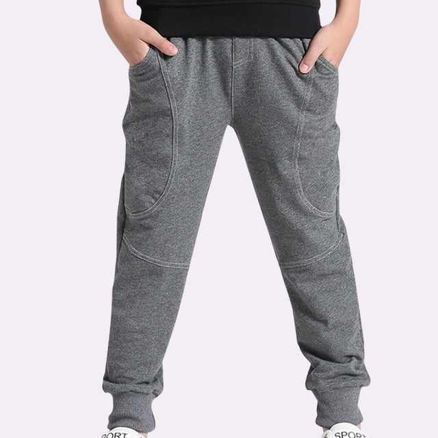 RXIRUCGD Children's Fashion Cute Solid Color Elastic Sports Pants Long Pants( Dark Gray, Size:8 Years )