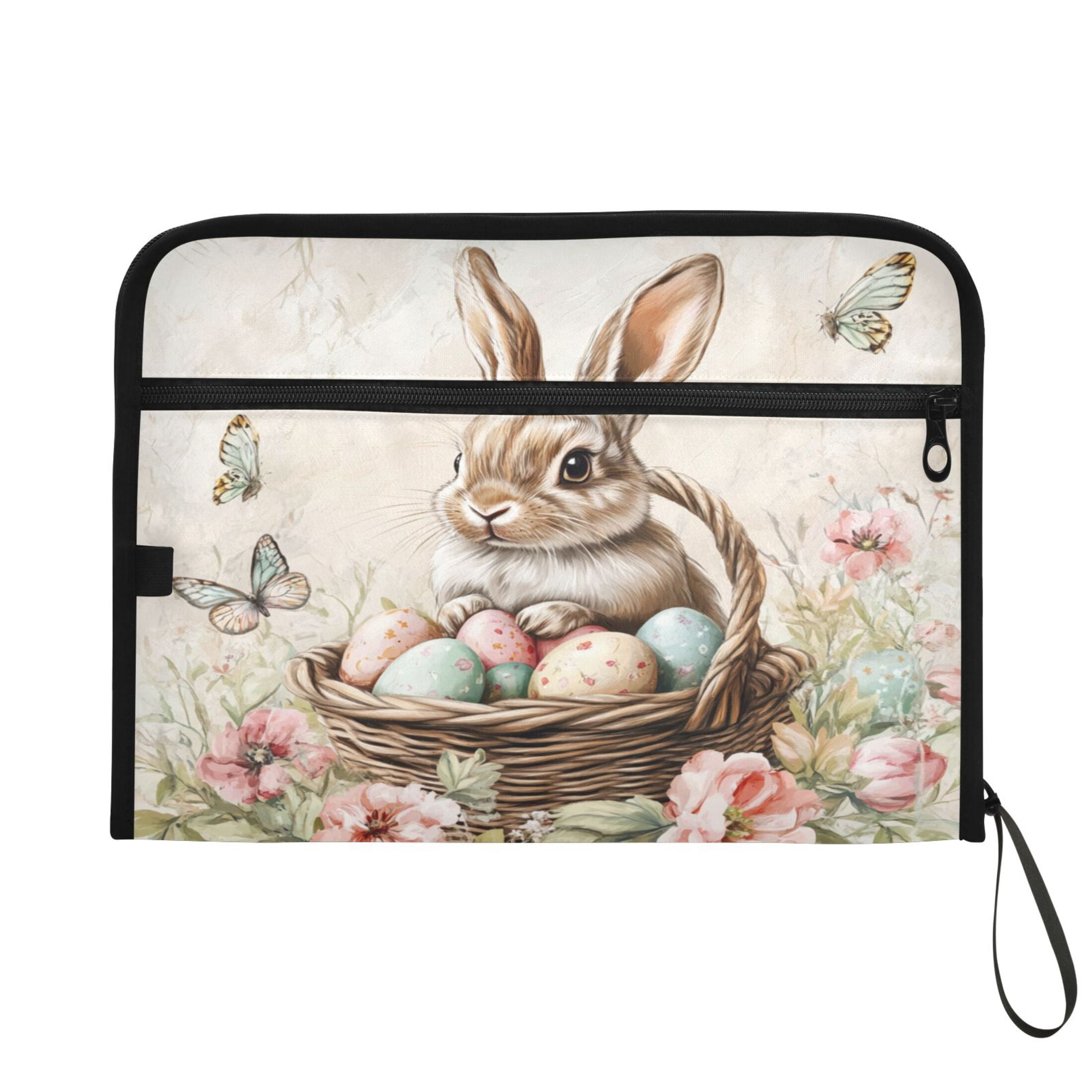 WOBOGO Brown Easter Bunny Expanding File Folder Letter Size Accordion Filing Organizer 13 Pocket Separate Organ Pocket