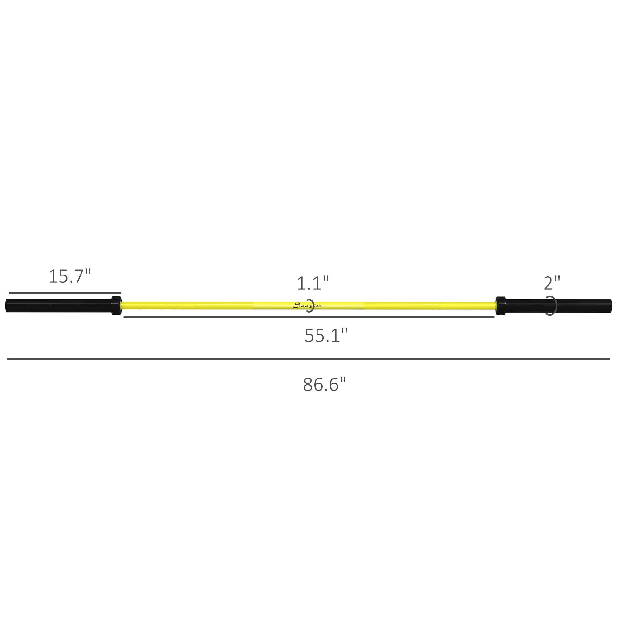 Soozier 7.2ft Weight Bar, Bench Press Bar with Rotating Sleeves, 1500lbs Weight Capacity, Yellow