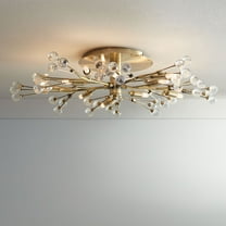 Possini Euro Design Ceiling Light Semi Flush Mount Fixture LED Brass 27 1/2" Wide 10-Light Crystal Berry for Living Room
