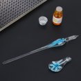 thumbnail image 2 of Glass Dip Pen, Glass Signature Pen Calligraphy Pen Set, Handmade Crystal Calligraphy Pen with Transparent Flower Holder for Writing Drawing Decoration (Azul claro), 2 of 5