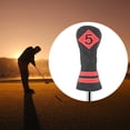 thumbnail image 3 of Durable Club Headcover Accesorios Eje Protector Driver Covers Guard Fairway Sleeves Cuello largo Golf Wood Head Cover para regalo de golfista negro rojo 5 Soledad Funda para palos de golf, 3 of 10
