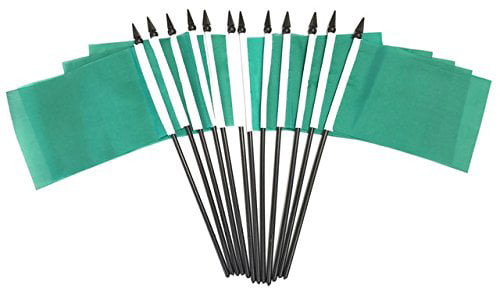 Solid Green Flag 4x6in Stick Flag Small Handheld Blank Green Flag 