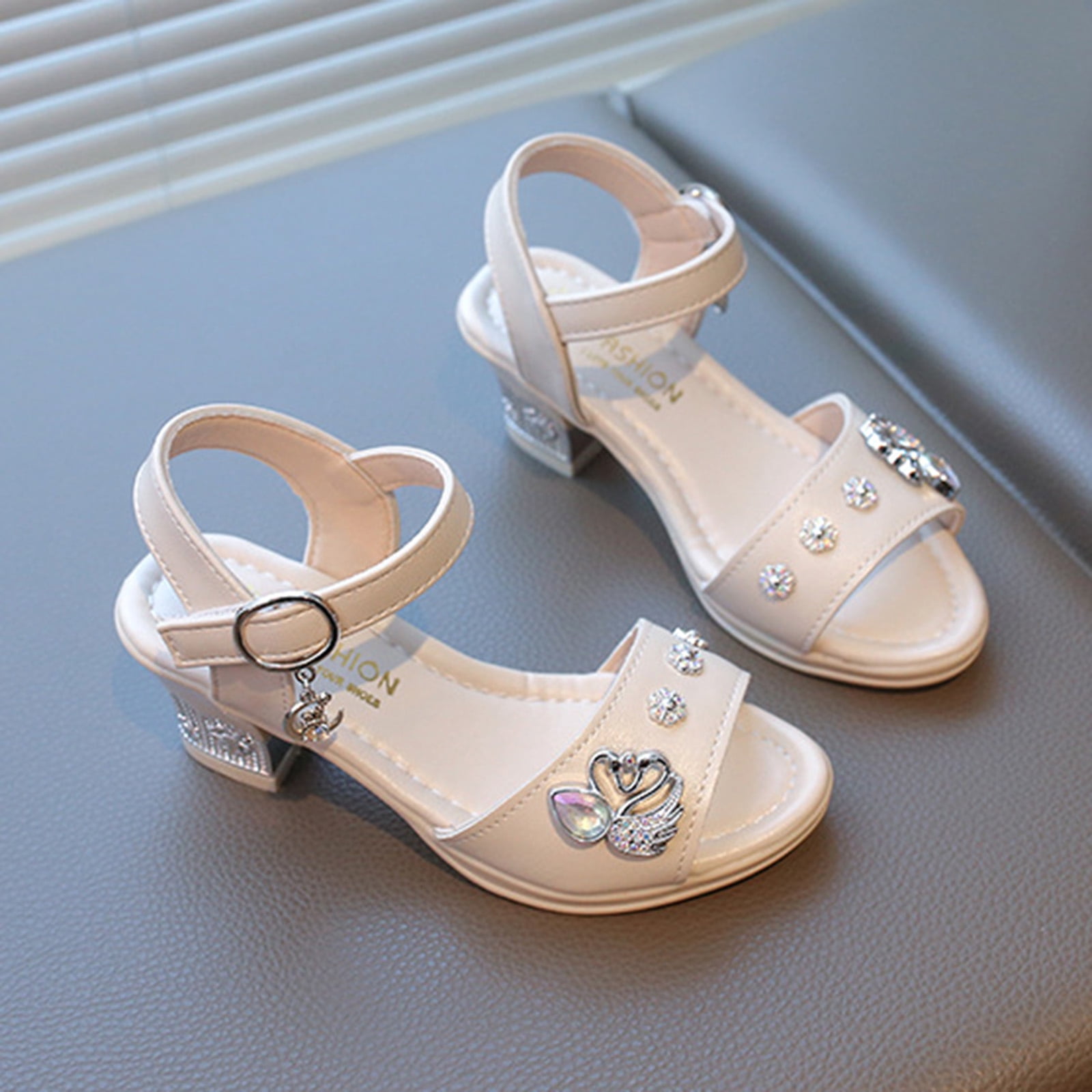 enyan Girls Summer Sandals Outdoor Beach Anti-Slip Rubber Soft Sole Newborn Toddler First Walker Shoes Kids Sandals,Beige,Size 12