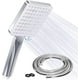 thumbnail image 1 of Teleducha con manguera de acero inoxidable de 1,5 m, tipos de chorro cuadrado, rociador grande, cromado de alta presión que ahorra agua, rociador universal para baño y spa Fason HFP-0046, 1 of 7
