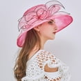 thumbnail image 5 of Visland Organza Church Fascinator Hats for Women Flower Wedding Tea Party Hat Wide Brim Sun Hat, 5 of 6