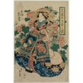 thumbnail image 2 of Keisai Eisen 11x14 Black Ornate Wood Framed Double Matted Museum Art Print Titled: The Courtesan Hanamurasaki of the Tsuchiya (From the Series Beauties in Their Finery Amid Mallow Flowe, 2 of 5