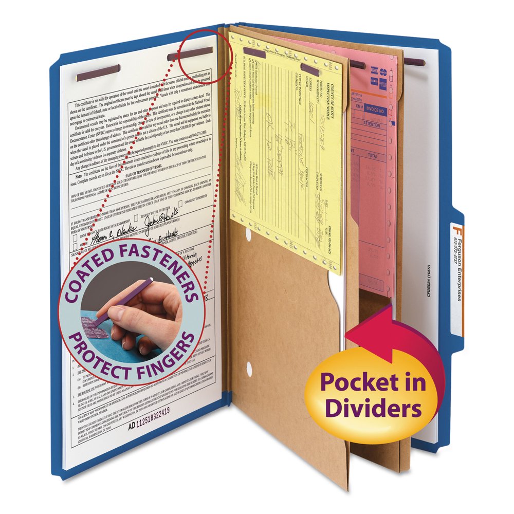 Smead Pressboard Classification Folders, Two Pocket Dividers, Legal