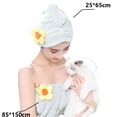 thumbnail image 2 of Falda de ducha absorbente de secado rápido para baño de spa y turbante para secar el cabello, juego de 2 piezas, 2 of 5