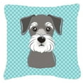 thumbnail image 2 of Carolines Treasures BB1136PW1818 Blue Checkered Schnauzer   Canvas Fabric Decorative Pillow  18H x18W multicolor, 2 of 2