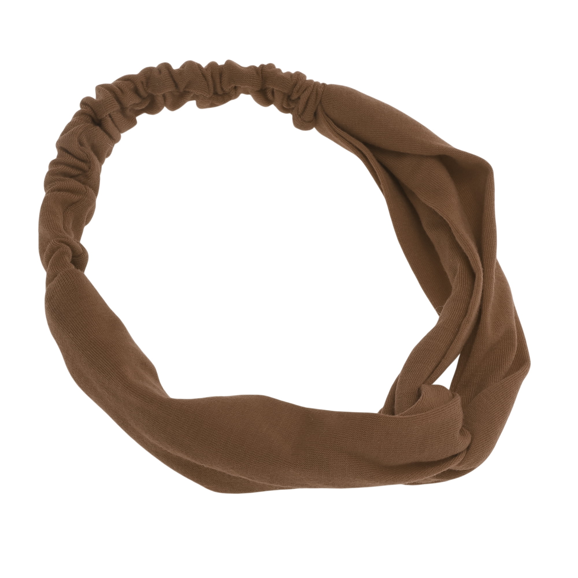 Unique Bargains Stylish Simple Solid Elastic Cross Headwrap Camel