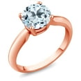 thumbnail image 2 of Gem Stone King 2.50 Ct Round Sky Blue Topaz 18K Rose Gold Plated Silver Engagement Ring, 2 of 4