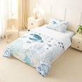 thumbnail image 2 of jejeloiu Watercolor Sea Turtle Twin Comforter Sets,Coral Fish Print Bedding Set For Boys,Blue White,2-Piece,1 Comforter and 1 Pillowcase, 2 of 7