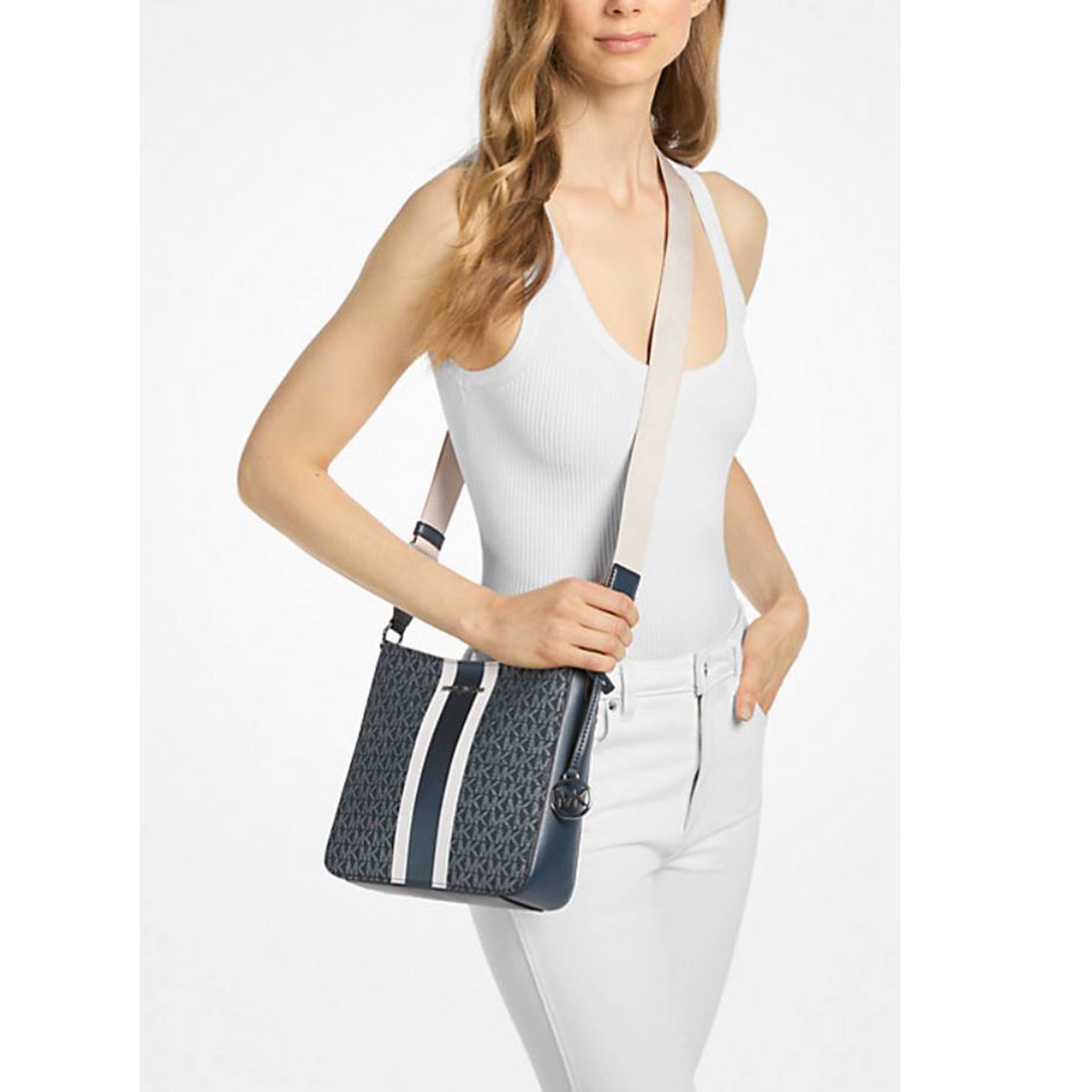 マイケルコース Michael Kors Women's Jet Set Small Signature Logo Stripe Crossbody