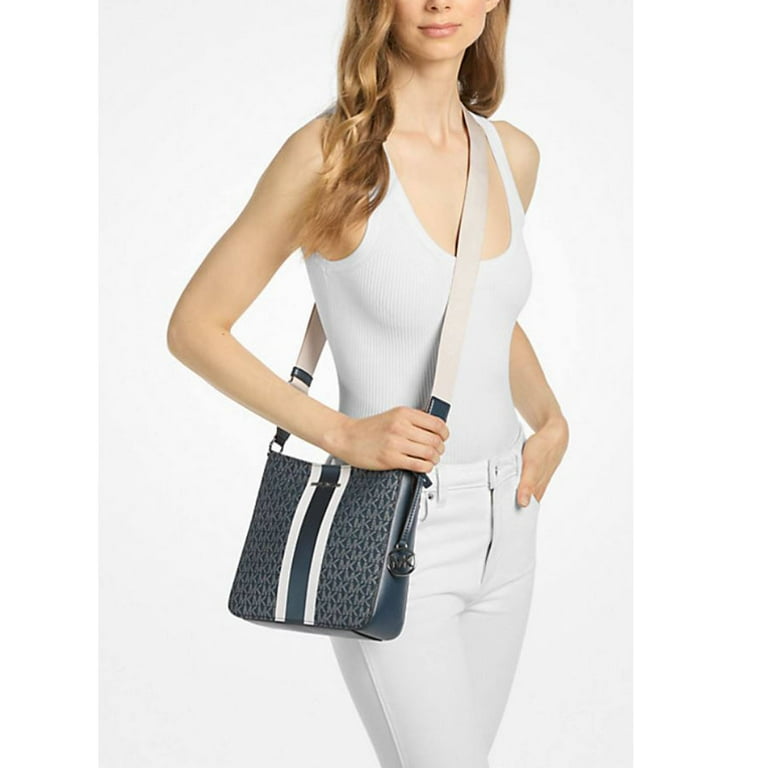 Michael Kors Women's Jet Set Small Signature Logo Stripe Crossbody