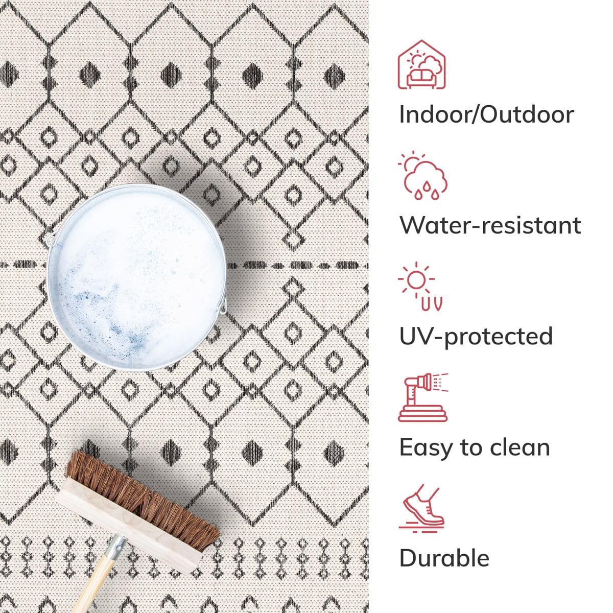Well Woven Medusa Nord Nordic Lattice Pattern Outdoor Ivory 9'3" x 12'6" Area Rug