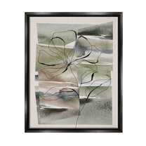 Stupell Industries Abstract Flower on Green Botanical & Floral Painting Black Floater Framed Canvas Art Print Wall Art, 17 x 21