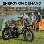 Skeri Electric Tricycle for Adults, 750W(Peak 1350W) Motor, 48V13Ah Battery, 20x4 Folding Fat Tire 3-Wheel Electric Trike, 20MPH, Hydraulic Brakes, Rear Basket & Differential, UL2849