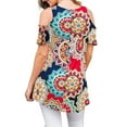 thumbnail image 4 of YAGHYAGH Womens Floral Print Cold Shoulder Tunic Blouse T Shirt Tops, 4 of 4