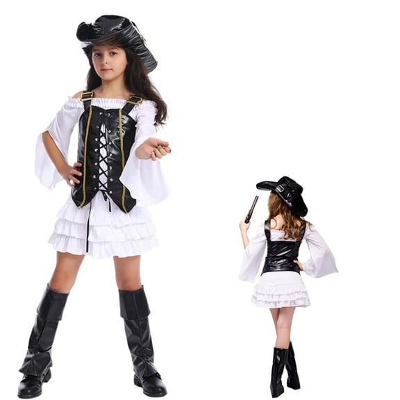 Girls Pirate Outfit Kids Girls Halloween Outfits Halloween Dress up Photo Kids Outfits for Girls 7-9 Years