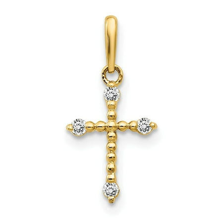 14k Yellow Gold CZ Children's Cross Pendant