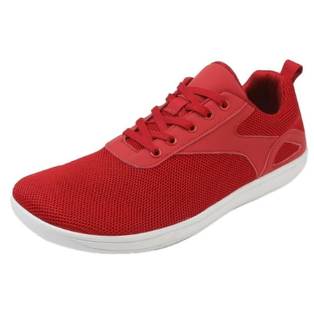 Sexlip Womens Oversized Sneakers Breathable Mesh Low Top Lace Up Walking Shoes Comfortable Lightweight Athletic Running Shoes Red 38