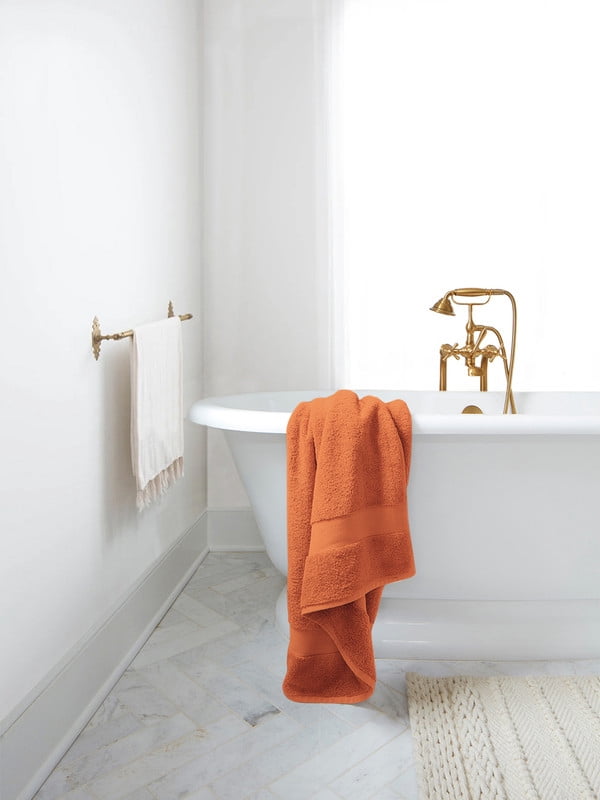 Delara Organic Cotton Bath Sheet 36"x70" 650 GSM Plush Soft Absorbent Quick-Dry Towel, GOTS & OEKO-TEX Certified, Burnt Caramel