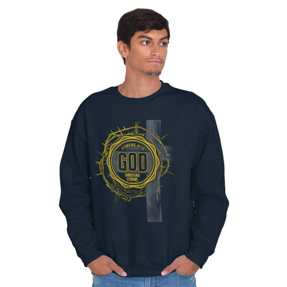 Standing With God Christian Cross Unisex Plus Fleece Graphic Sweatshirt Brisco Brands 4X