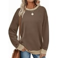 thumbnail image 7 of SOMER Long Sleeve Shirts for Women, Trendy Crew Neck Sweatshirt for Women, Cotton Cute Basic Tees for Women, Color Block Casual Womens Fall Tops Soft Comfy, 7 of 7