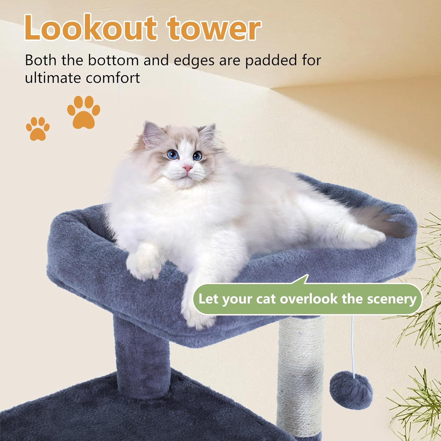 FDW Cat Tree for Indoor Cats 36" Cat Tower Multi-Level Indoor Cat Play Condo House with Scratching Posts, Spacious Perch,Dark Grey